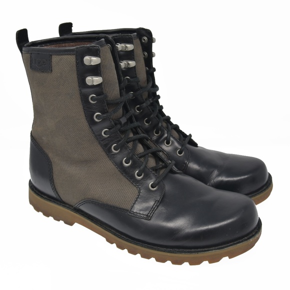 *UGG Sz 9 Black Leather Combat Work Boots 3268